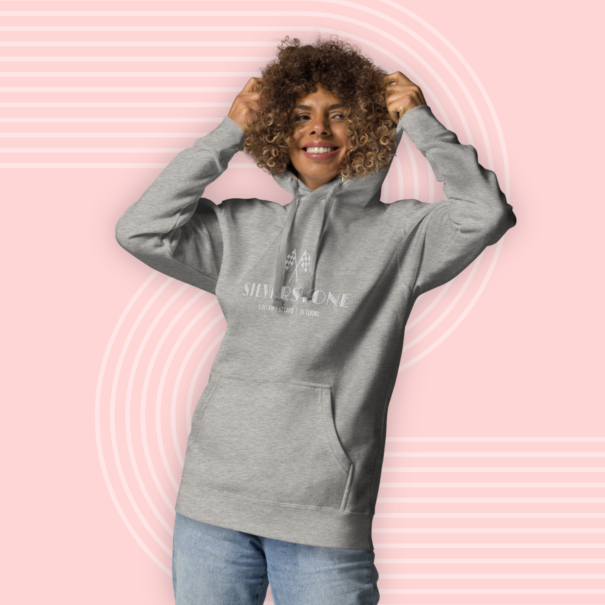 Premium embroidered Silverstone hoodie inspired by the British Grand Prix. Minimalist motorsport streetwear for racing fans and everyday wear.