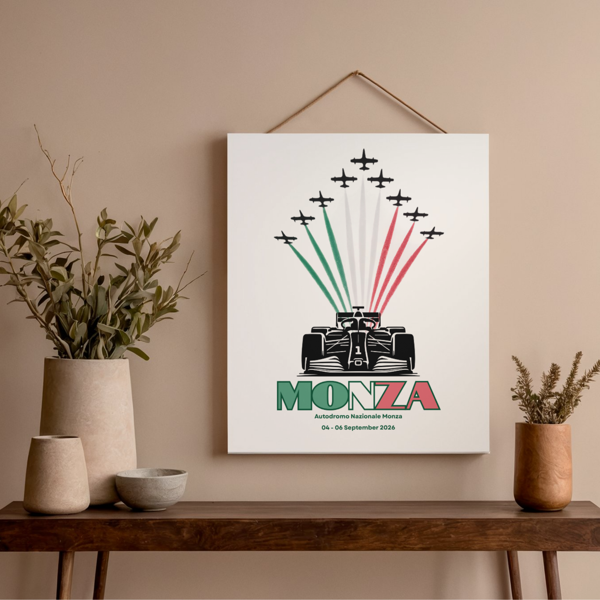 Monza Grand Prix 2026 poster inspired by the Italian GP. Premium Formula racing wall art perfect for sim setups, offices and motorsport fans.
