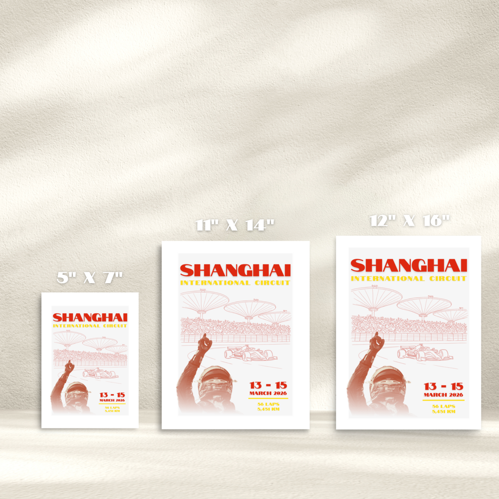 Shanghai International Circuit Formula racing poster inspired by the Chinese Grand Prix. Premium motorsport wall art for racing fans and sim setups.