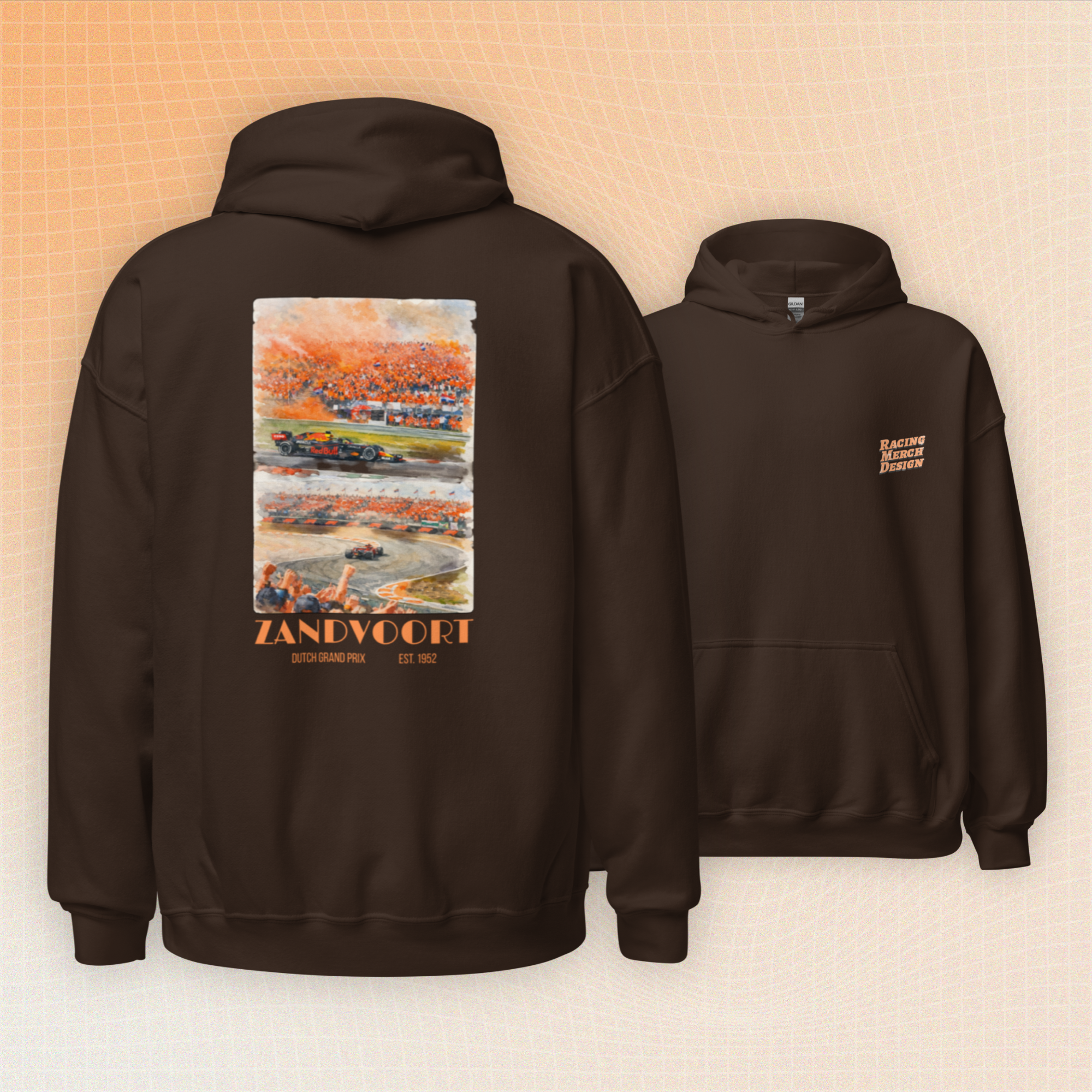 Zandvoort Dutch Grand Prix 1952 Watercolor Hoodie – Vintage F1 Racing Art Pullover