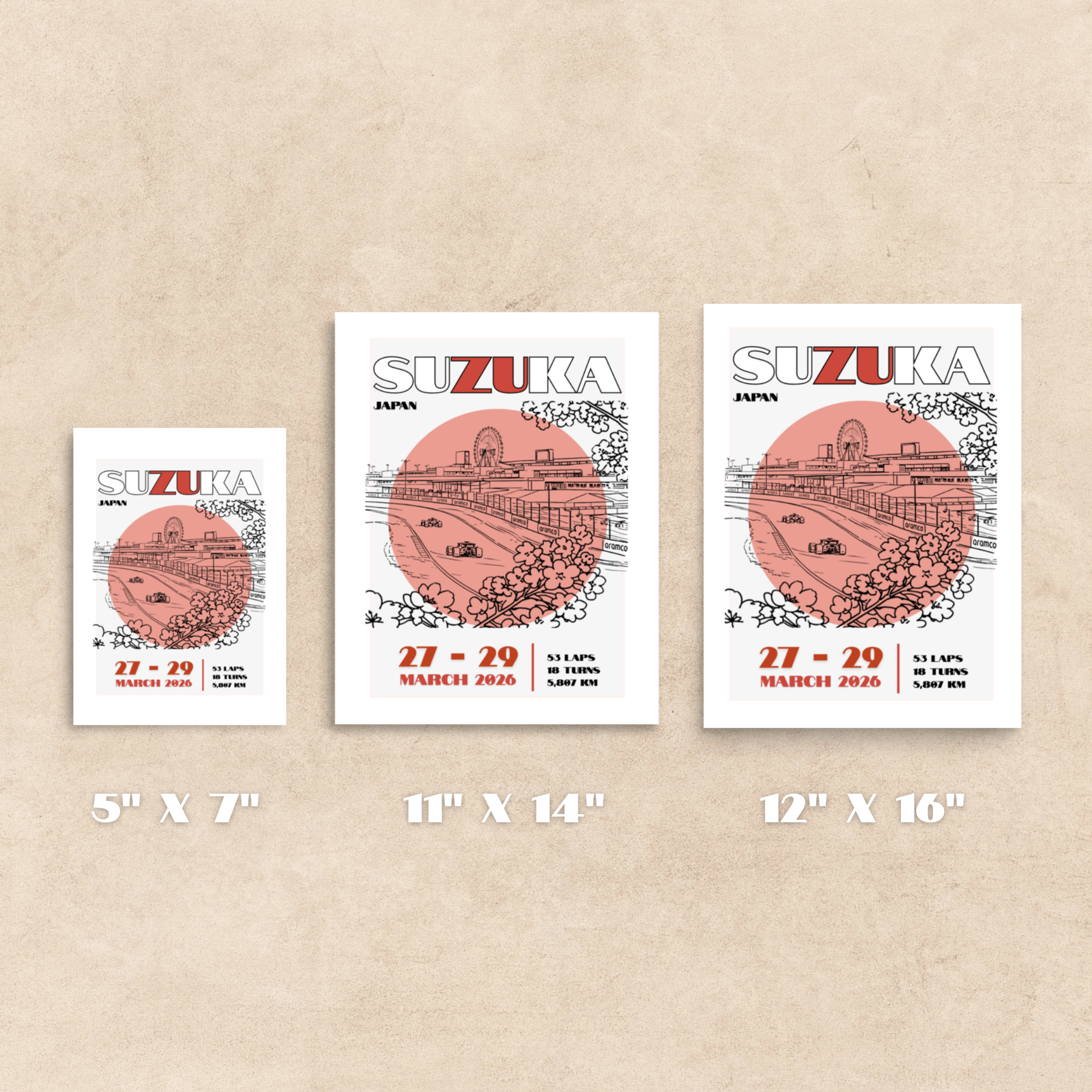 Suzuka Circuit Formula racing poster inspired by the Japanese Grand Prix. Premium motorsport wall art for sim setups, offices and racing fans.