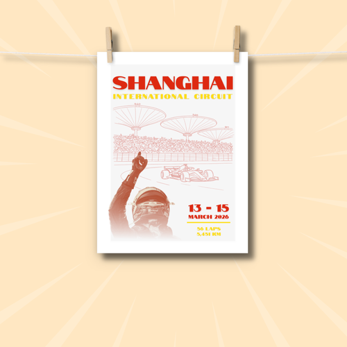Shanghai International Circuit Formula racing poster inspired by the Chinese Grand Prix. Premium motorsport wall art for racing fans and sim setups.