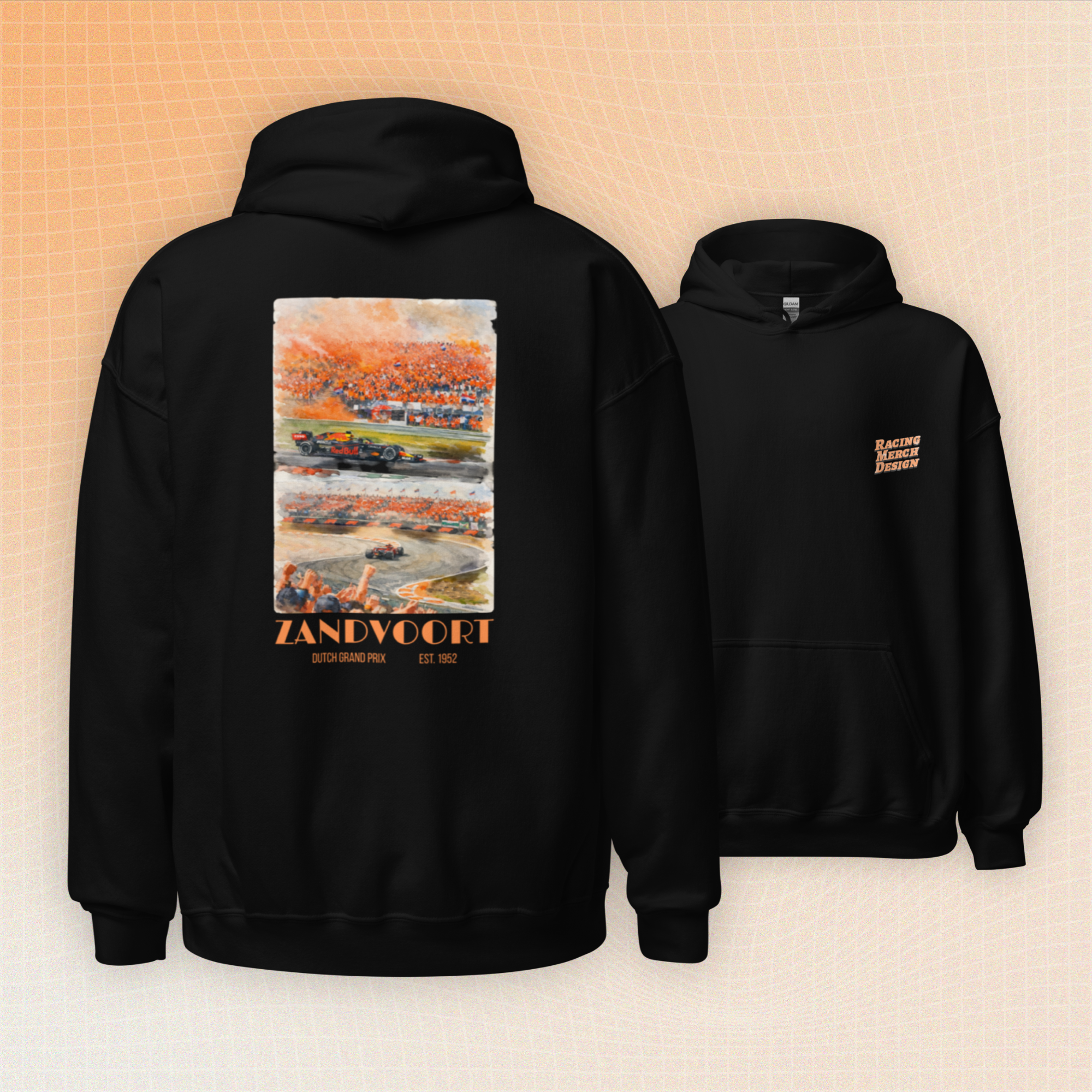 Zandvoort Dutch Grand Prix 1952 Watercolor Hoodie – Vintage F1 Racing Art Pullover