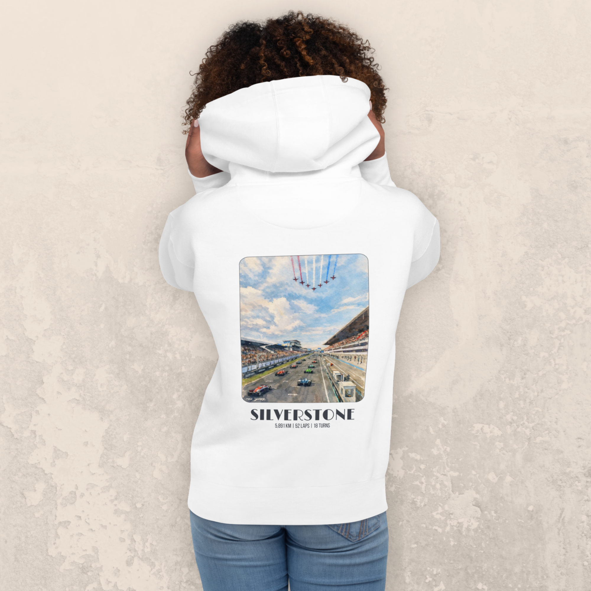 Silverstone British Grand Prix hoodie inspired by the home of Formula racing. Motorsport streetwear for race weekends and dedicated fans.