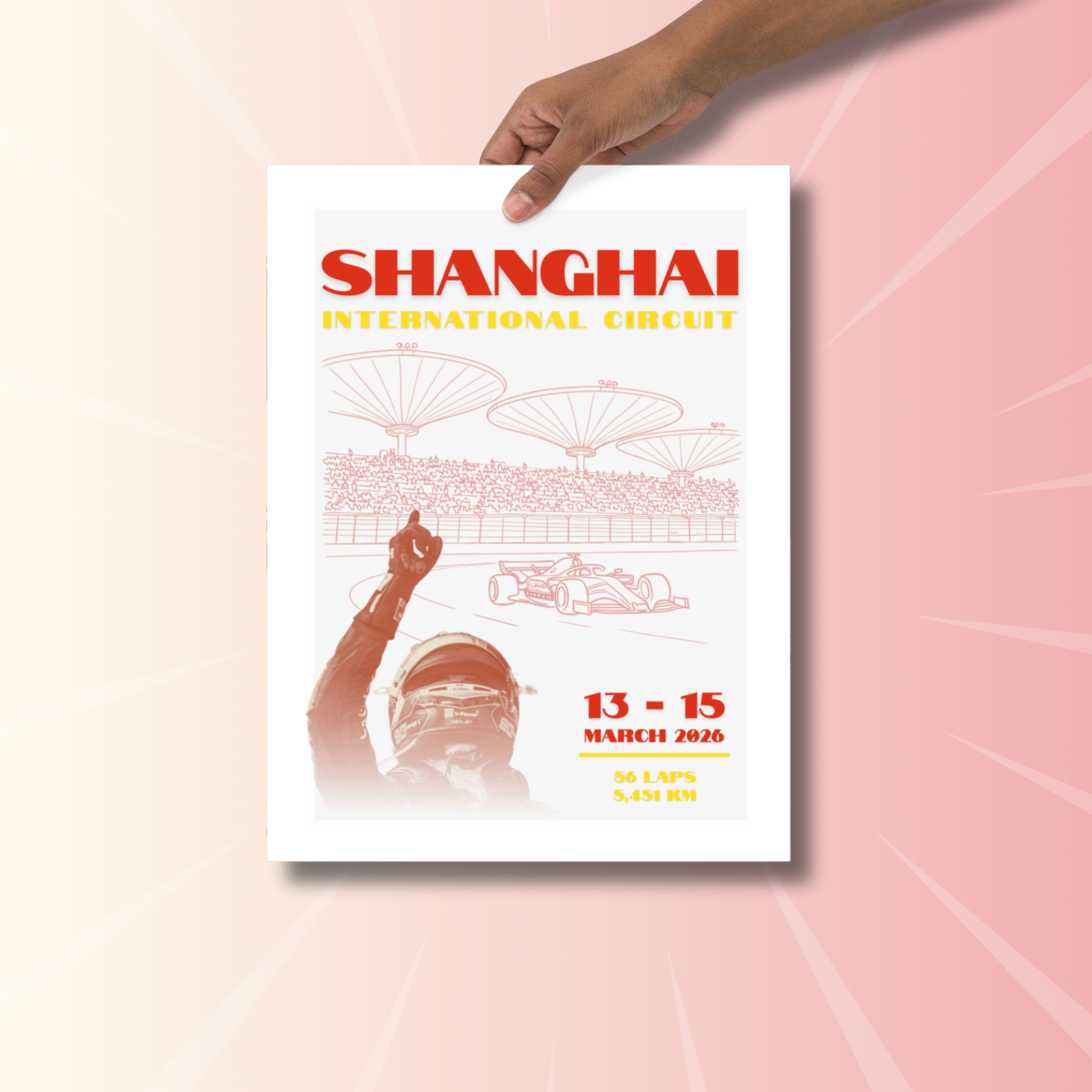 Shanghai International Circuit Formula racing poster inspired by the Chinese Grand Prix. Premium motorsport wall art for racing fans and sim setups.