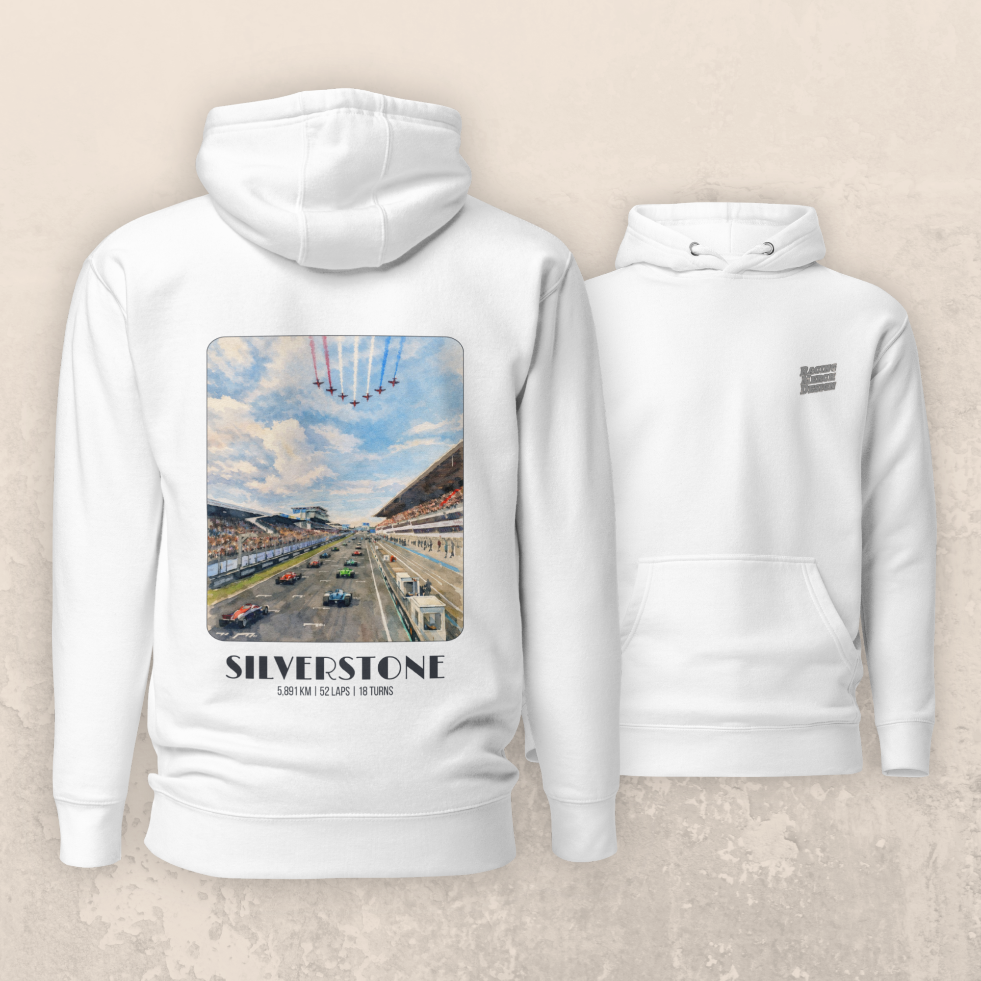 Silverstone British Grand Prix hoodie inspired by the home of Formula racing. Motorsport streetwear for race weekends and dedicated fans.