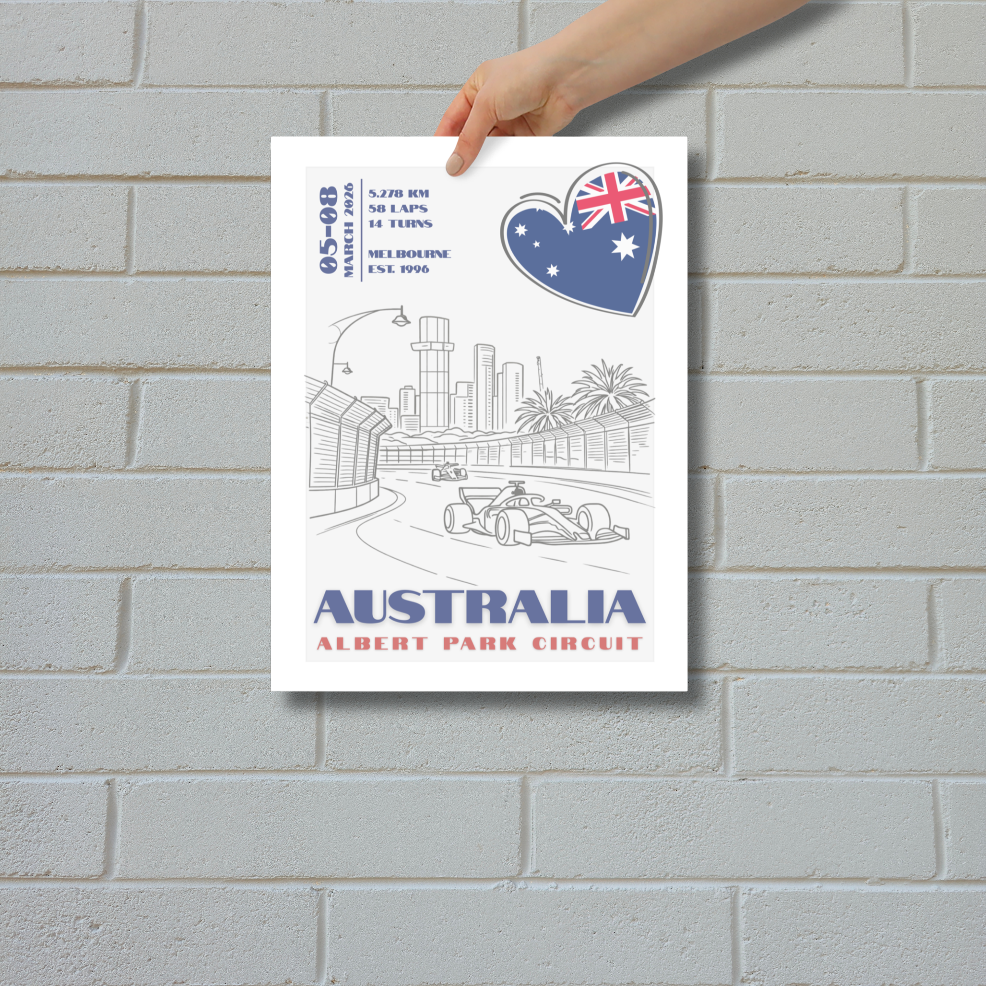 Australian Grand Prix 2026 Poster – Albert Park Circuit Formula Racing Wall Art