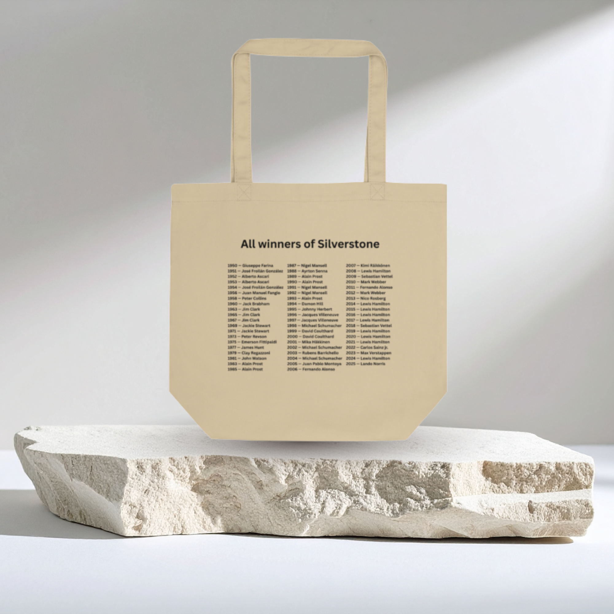 Silverstone Circuit F1 Tote Bag – Organic Cotton Formula 1 Inspired Shopper