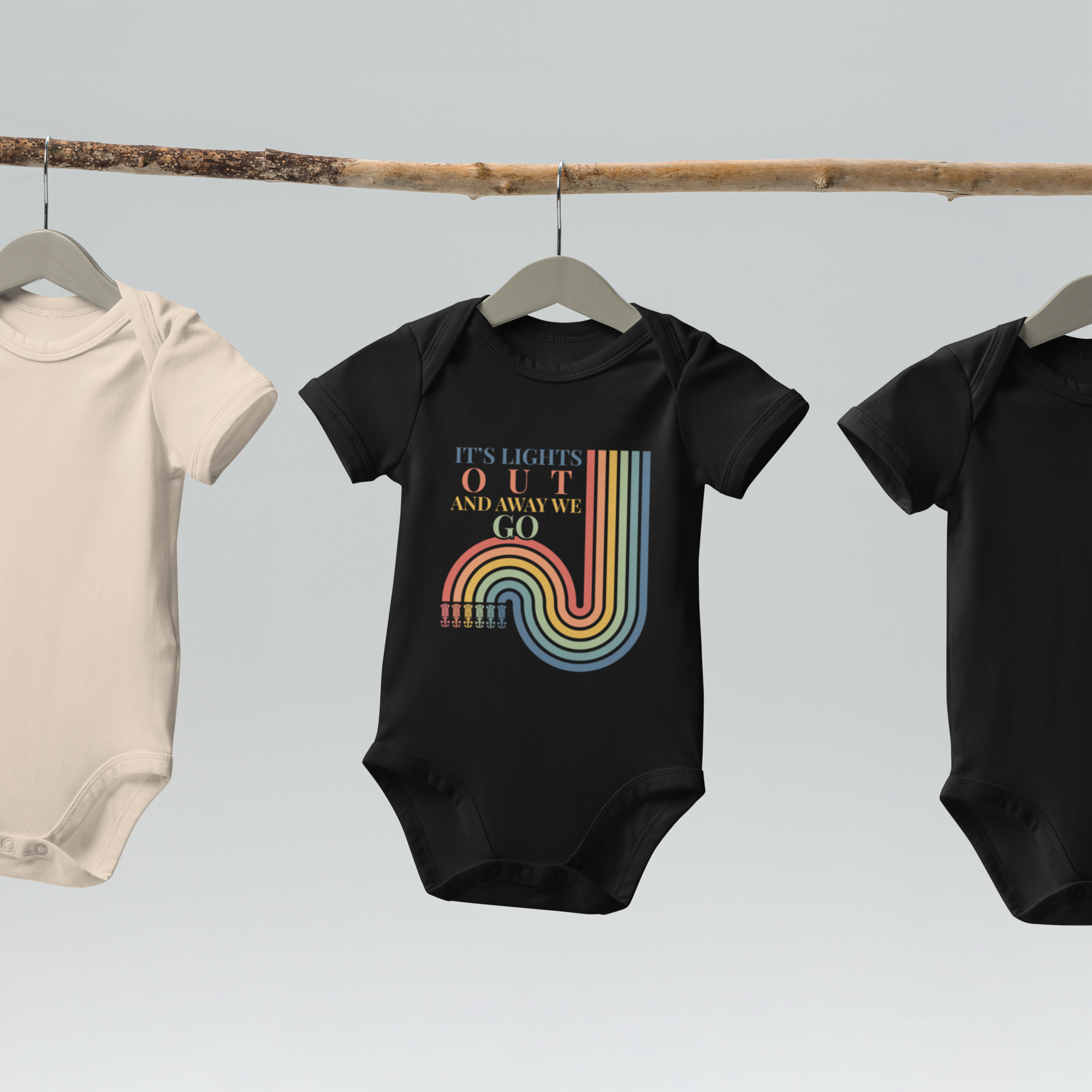 Cute racing baby bodysuit inspired by the famous lights out moment. Soft organic cotton outfit for future motorsport fans and baby gifts.